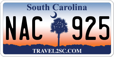 SC license plate NAC925