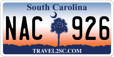 SC license plate NAC926
