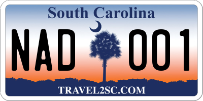 SC license plate NAD001