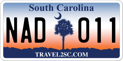 SC license plate NAD011