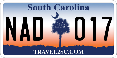 SC license plate NAD017