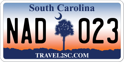 SC license plate NAD023