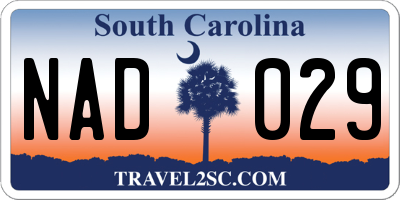 SC license plate NAD029