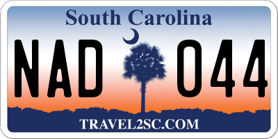 SC license plate NAD044