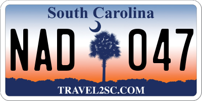 SC license plate NAD047