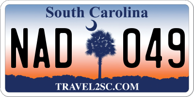 SC license plate NAD049