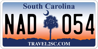 SC license plate NAD054