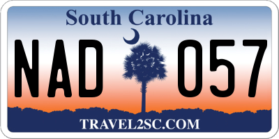 SC license plate NAD057