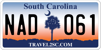SC license plate NAD061