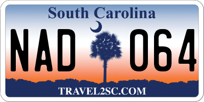 SC license plate NAD064