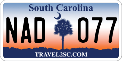 SC license plate NAD077
