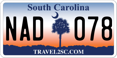 SC license plate NAD078
