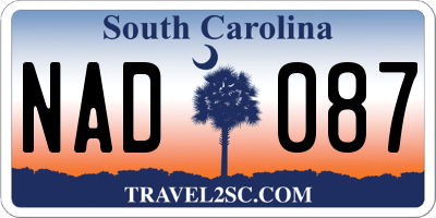 SC license plate NAD087