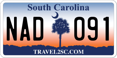 SC license plate NAD091