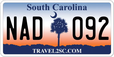SC license plate NAD092