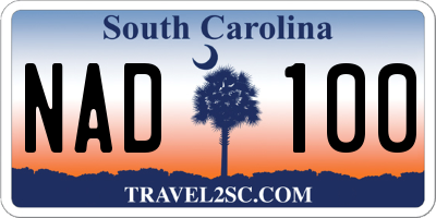 SC license plate NAD100