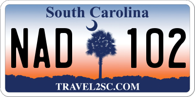 SC license plate NAD102