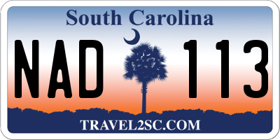 SC license plate NAD113