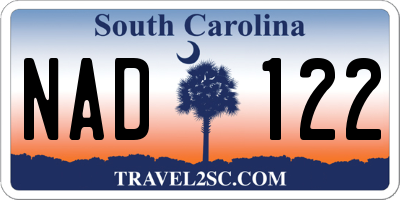 SC license plate NAD122