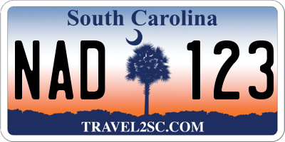 SC license plate NAD123