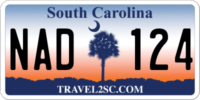 SC license plate NAD124