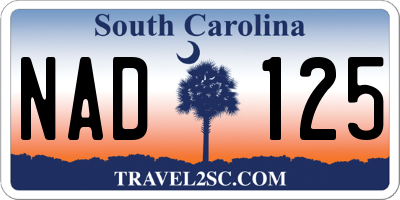 SC license plate NAD125