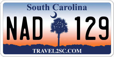 SC license plate NAD129