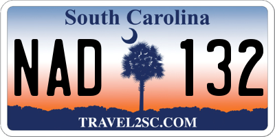SC license plate NAD132
