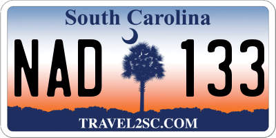 SC license plate NAD133