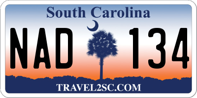 SC license plate NAD134