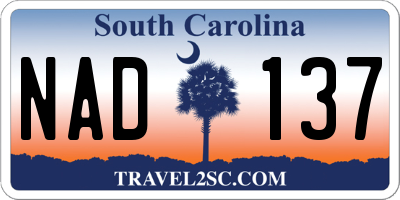 SC license plate NAD137