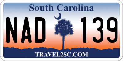 SC license plate NAD139