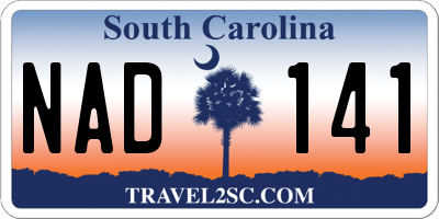 SC license plate NAD141