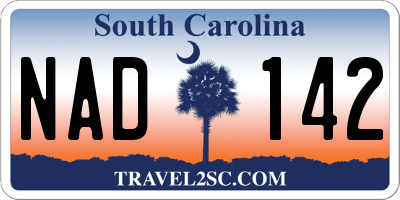 SC license plate NAD142