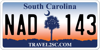 SC license plate NAD143