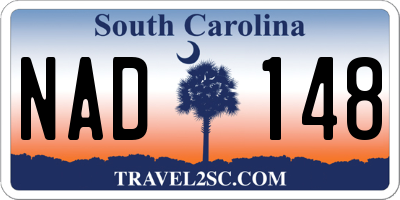 SC license plate NAD148