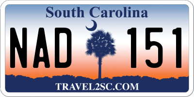 SC license plate NAD151