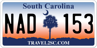 SC license plate NAD153
