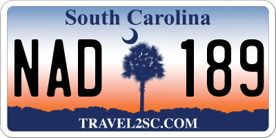 SC license plate NAD189