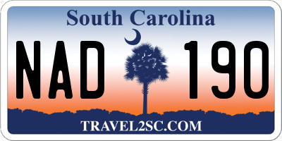 SC license plate NAD190
