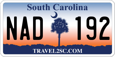 SC license plate NAD192
