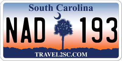SC license plate NAD193