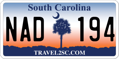 SC license plate NAD194