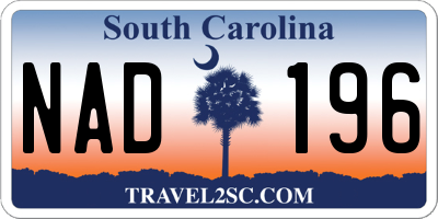 SC license plate NAD196