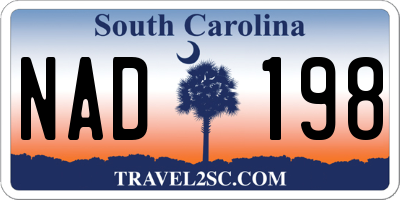 SC license plate NAD198