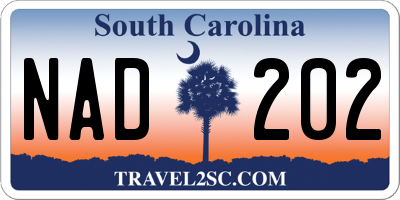 SC license plate NAD202