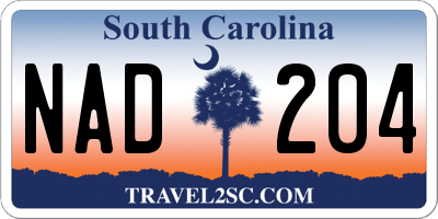 SC license plate NAD204