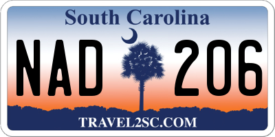 SC license plate NAD206