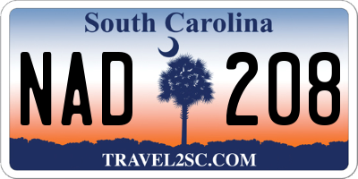 SC license plate NAD208