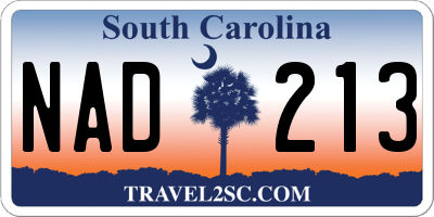 SC license plate NAD213